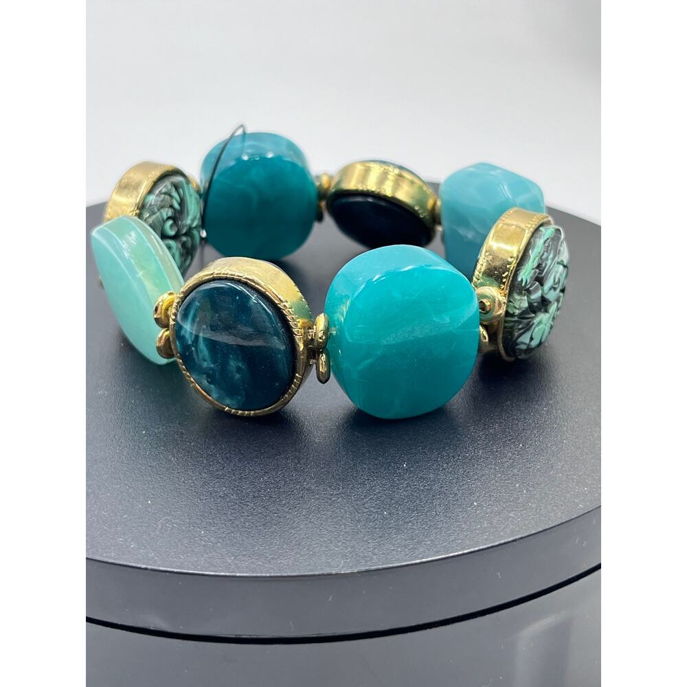 Chicos‎ Bracelet Boho Southwest Teal Blue Green  Beaded Stretch
Bangle New